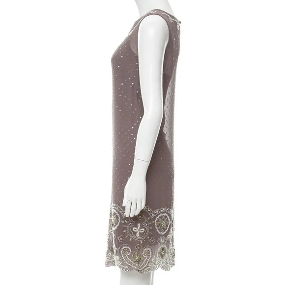 JOVOVICH HAWK Silk Embellished Beaded Dress in Grey size 4‎ - Picture 5 of 10